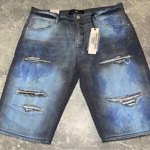 Jordan Craig Blue Distressed Jean Shorts